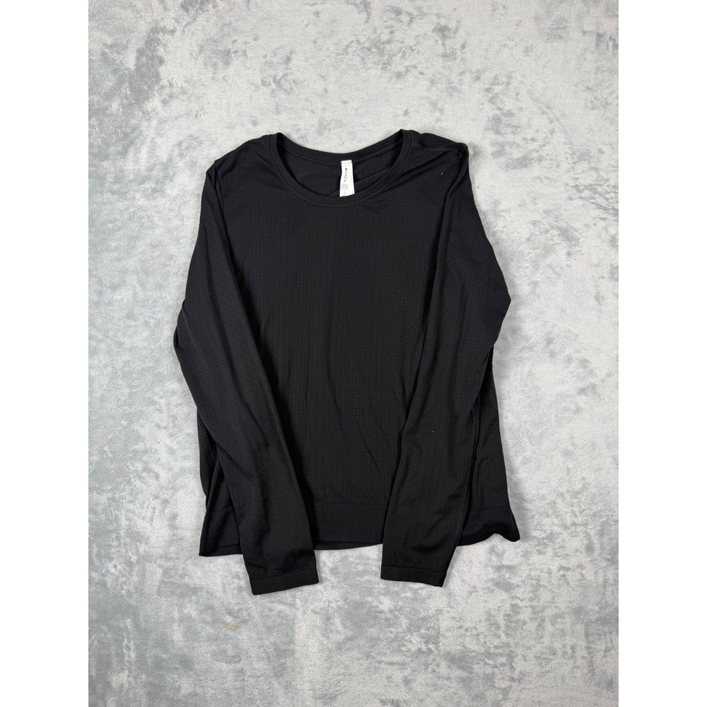 Athleta Momentum Long Sleeve Top Black Mesh Ventilation Training Shirt Large